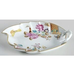 Vintage large LEAF DISH LOWESTOFT ROSE BY MOTTAHEDEH - MINT